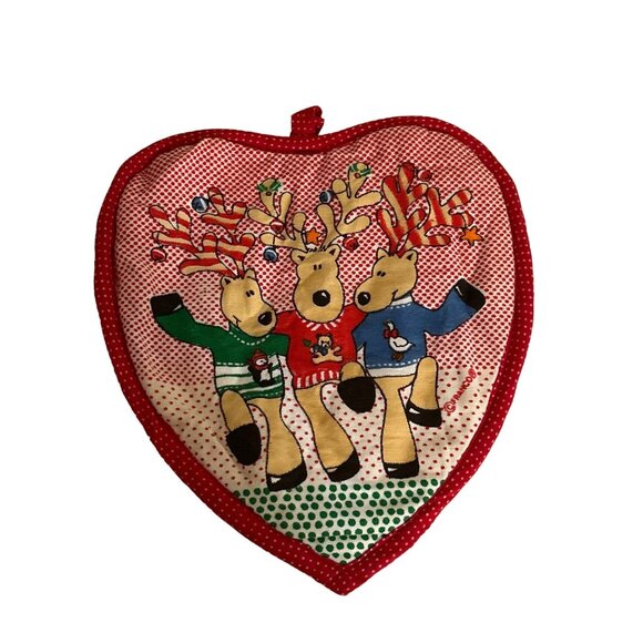 Vintage Franco Christmas Pot Holders Set Of 5 With Santa Reindeer Duck Bears - Picture 2 of 8